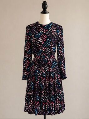 Vintage Liz Claiborne Floral Dress Petite 4 Rayon Tiered Midi Button Back